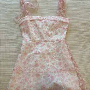 Floral Pink and White Dress